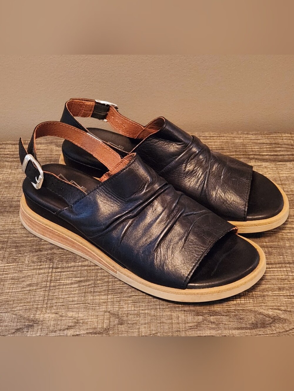 Miz Mooz Women's Cornwall Black Leather Slingback Sandals Size 37